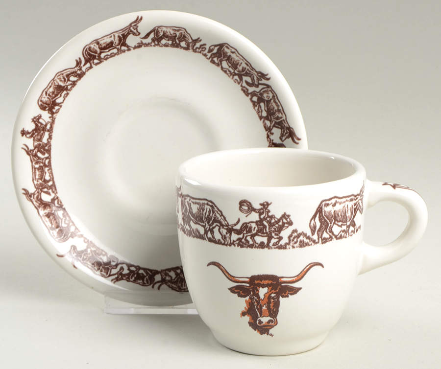 Longhorn Flat Cup & Saucer Set by True West-1