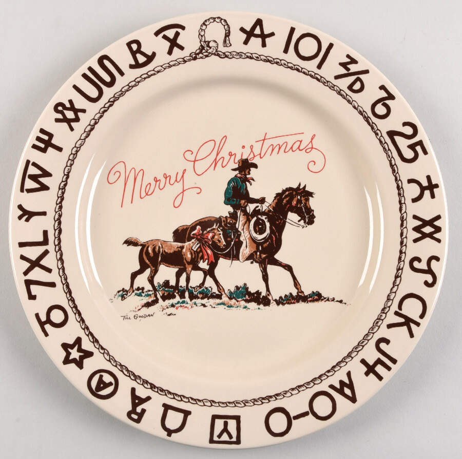 Christmas (Cowboy) Dinner Plate by True West-1