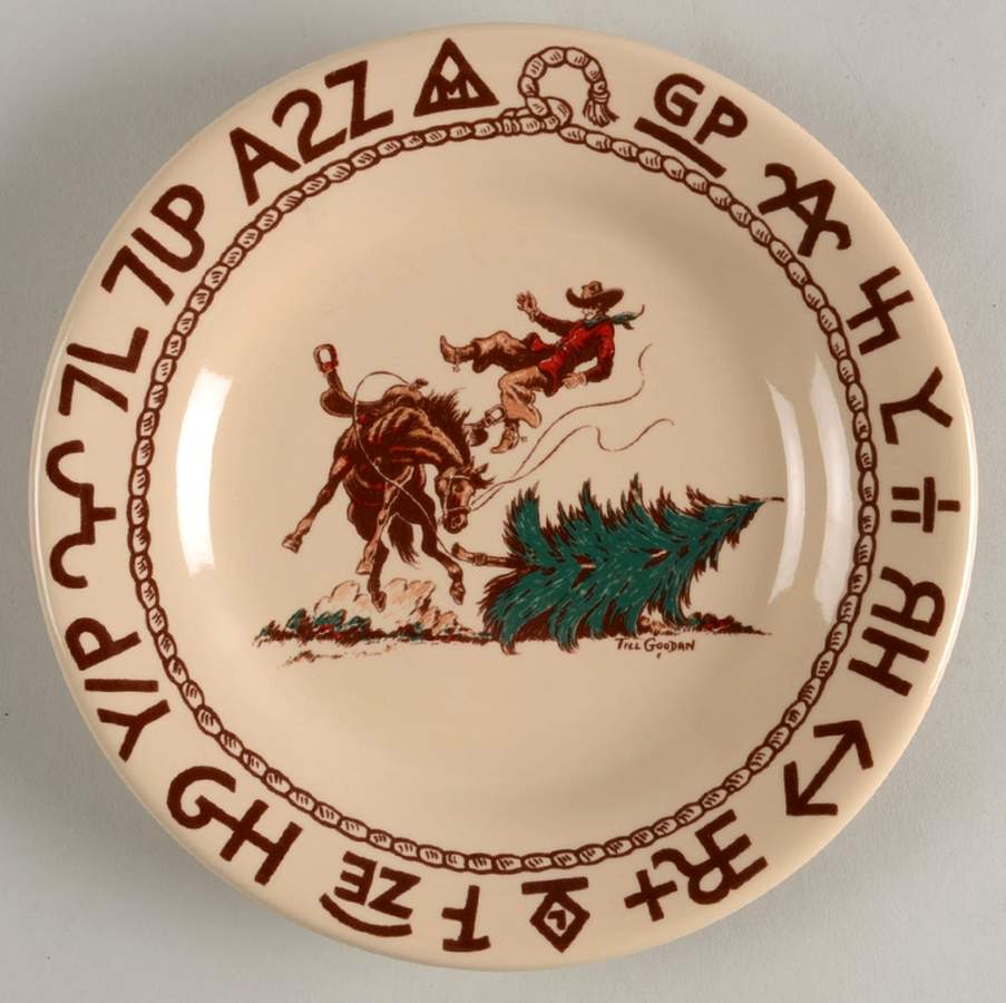 Christmas (Cowboy) Salad/Dessert Plate by True West-1