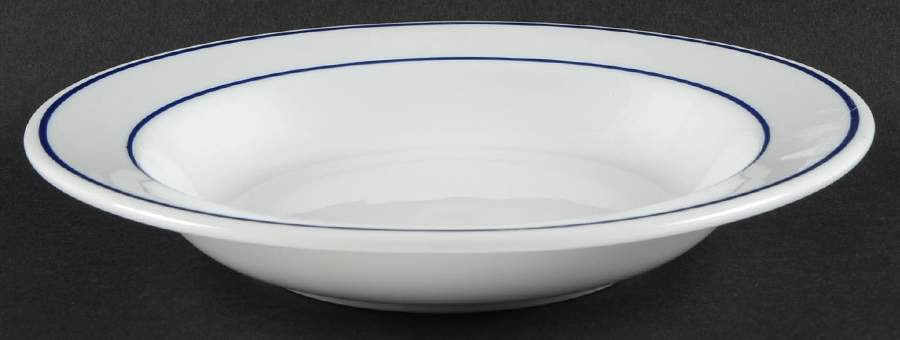 Blue Band Large Rim Soup Bowl by Ten Strawberry Street-1