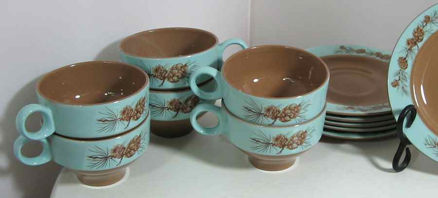 Azure Pine Footed Cup & Saucer Set by Taylor, Smith & Taylor (Ts&T)-1