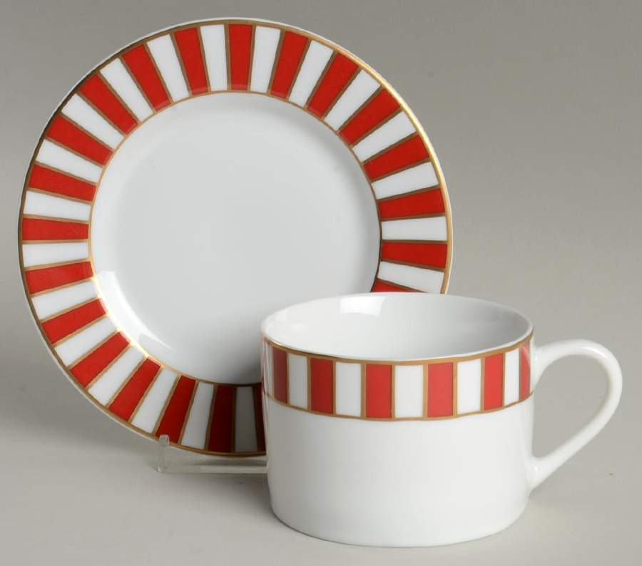 Martinique Red Flat Cup & Saucer Set by Ten Strawberry Street-1