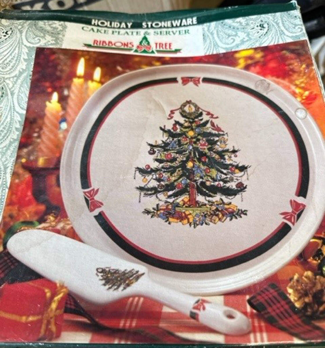 Ribbons & Tree Cake Plate by Topco-1