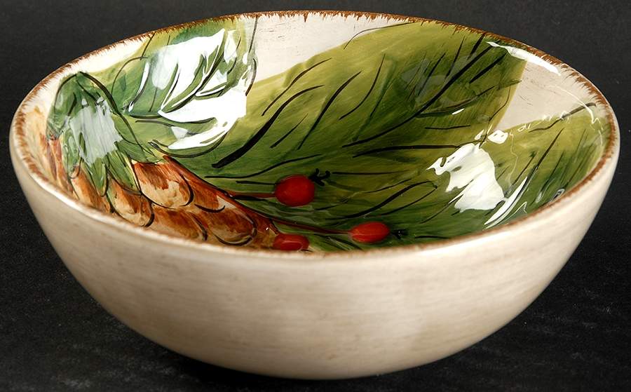 Pinecone Poinsettia Soup/Cereal Bowl by Tabletops Unlimited-1