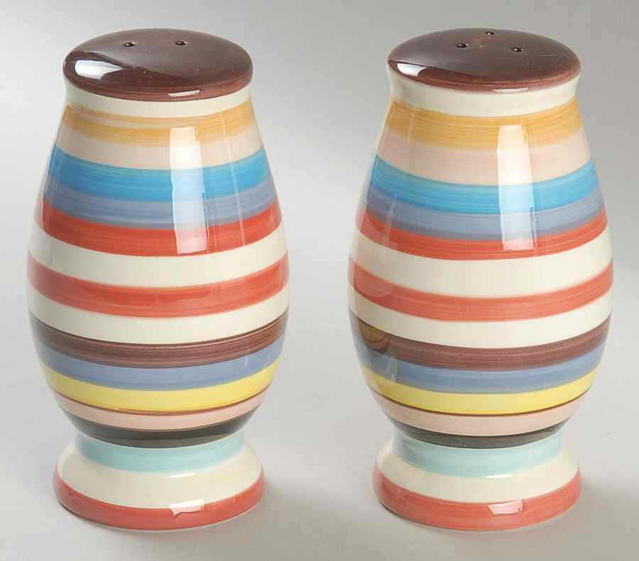 Sedona Stripe Salt & Pepper Set by Tabletops Unlimited-1