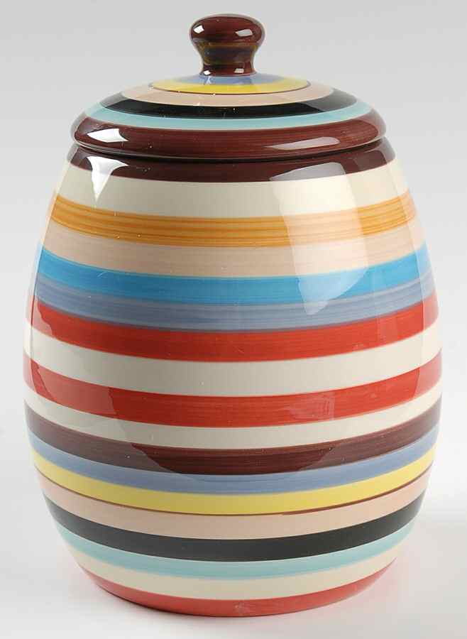 Sedona Stripe Large Canister & Lid by Tabletops Unlimited-1