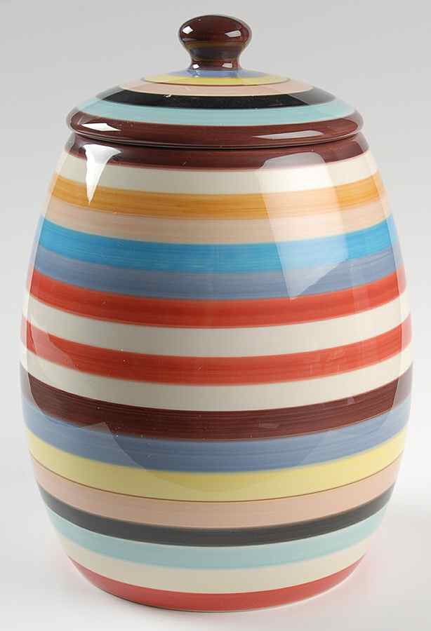 Sedona Stripe Extra Large Canister & Lid by Tabletops Unlimited-1