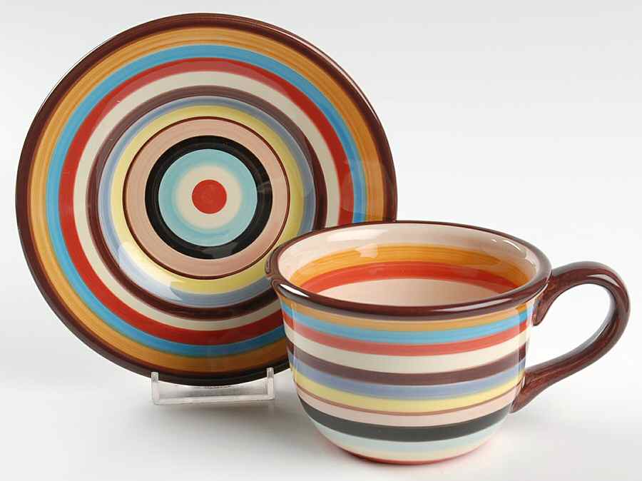 Sedona Stripe Flat Cup & Saucer Set by Tabletops Unlimited-1