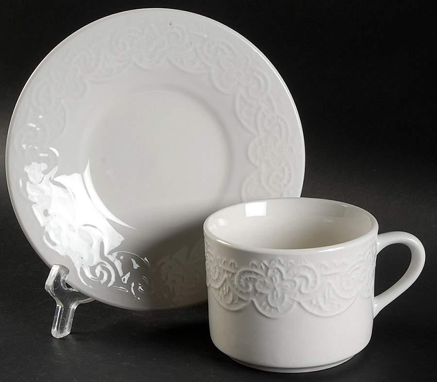 Battenburg Flat Cup & Saucer Set by Tabletops Unlimited-1