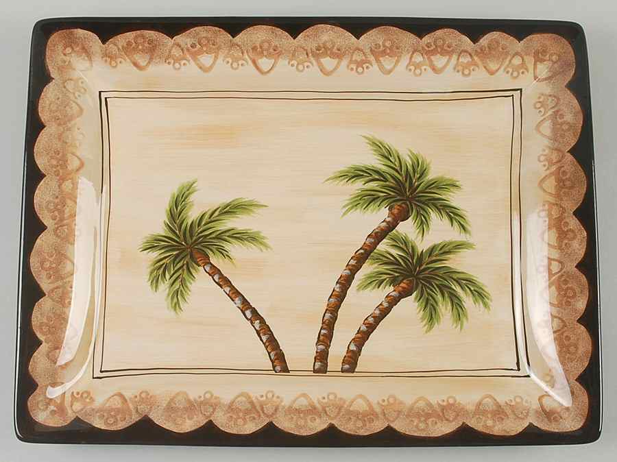 Palm Tree 15" Rectangular Serving Platter by Tabletops Unlimited-1