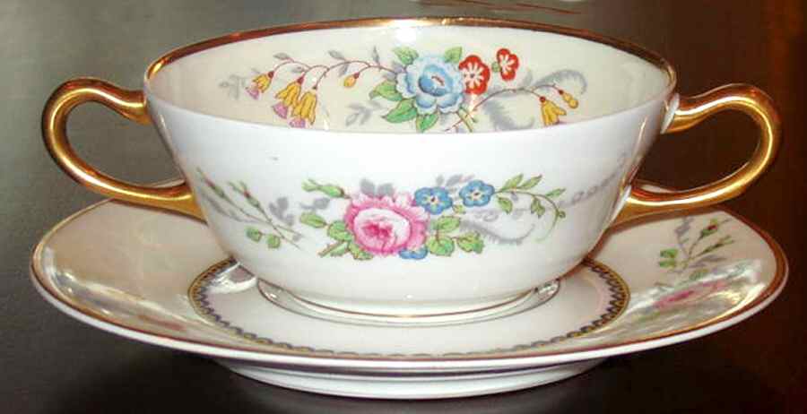 TRV653 Footed Cream Soup Bowl & Saucer Set by Tressemanes & Vogt-1