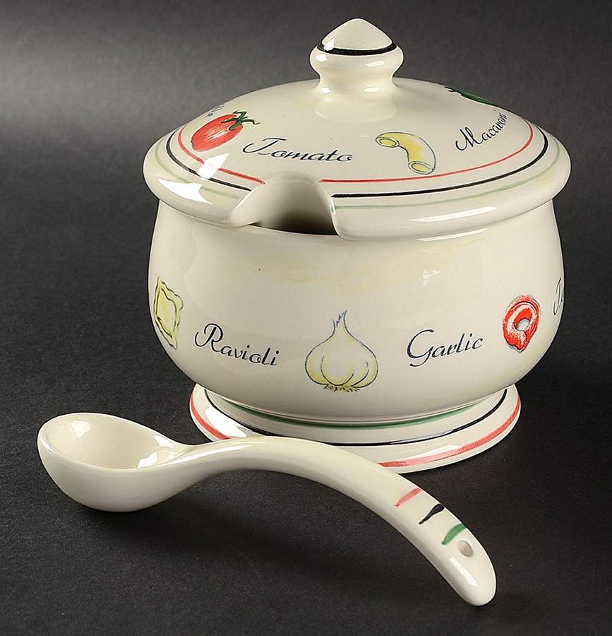 Pasta Party Sauce Boat & Lid with Ladle by Tabletops Unlimited-1