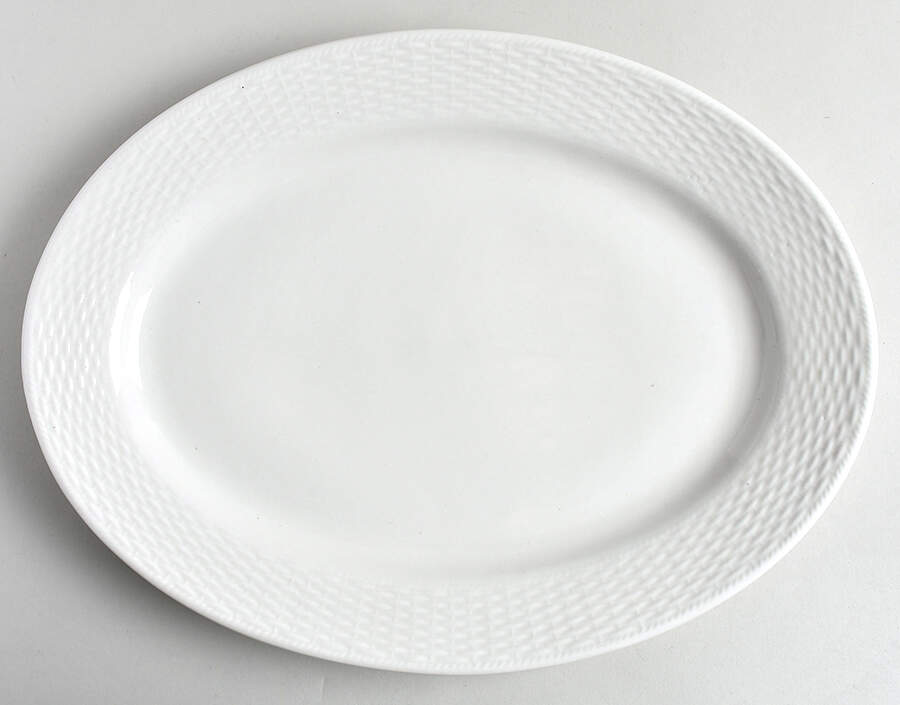 Basketweave 14" Oval Serving Platter by Tabletops Unlimited-1