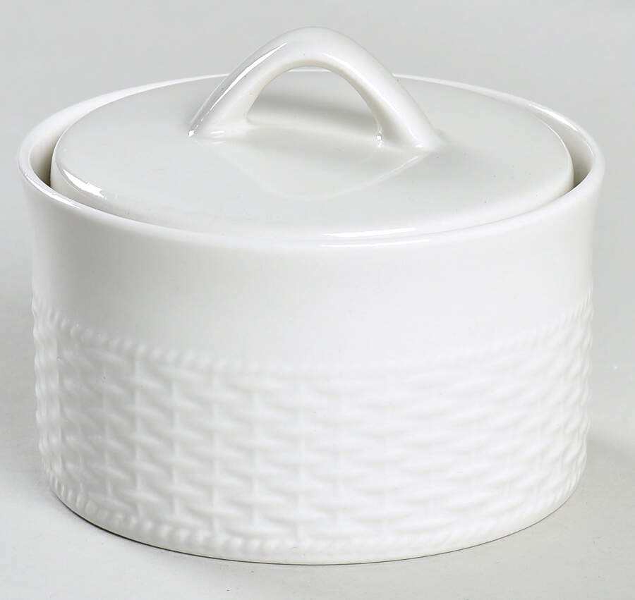 Basketweave Sugar Bowl & Lid by Tabletops Unlimited-1