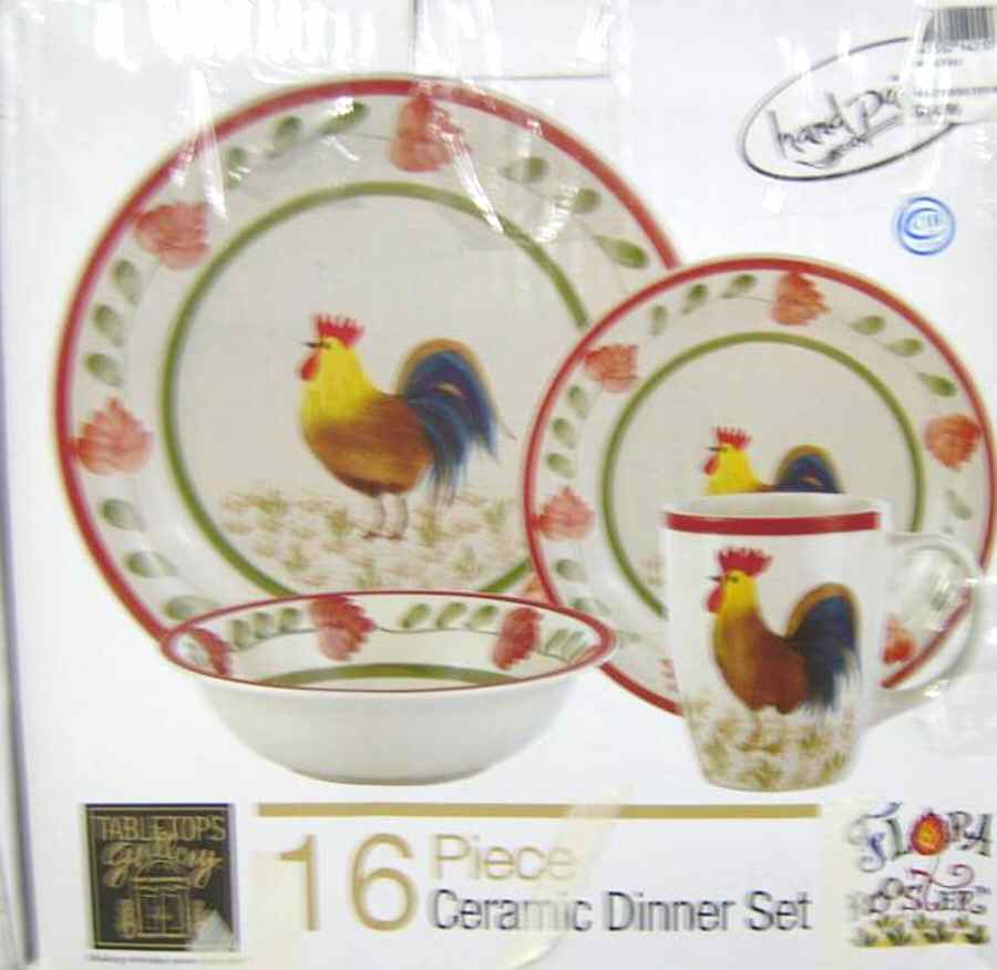 Flora Rooster Dinner Plate by Tabletops Unlimited-1