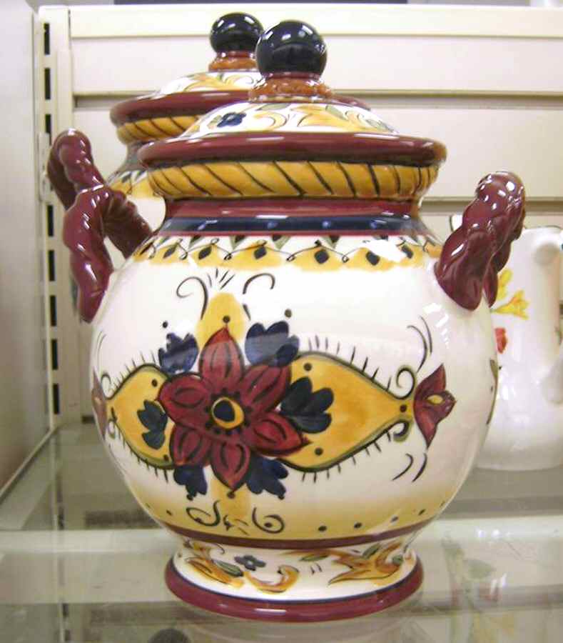 Tuscany Flower Medium Canister & Lid by Tabletops Unlimited-1