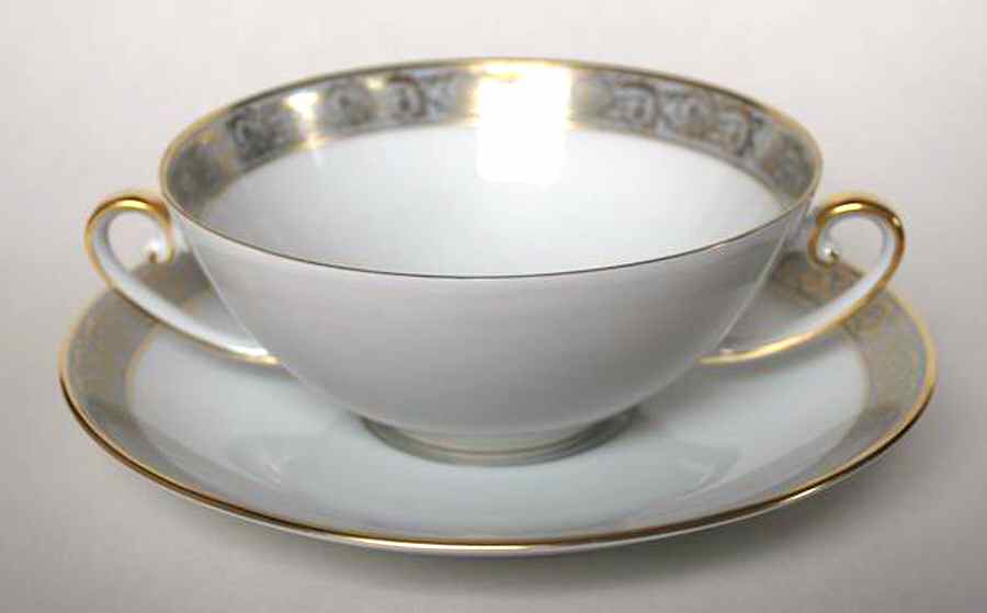 TIR549 Footed Cream Soup Bowl & Saucer Set by Tirschenreuth-1