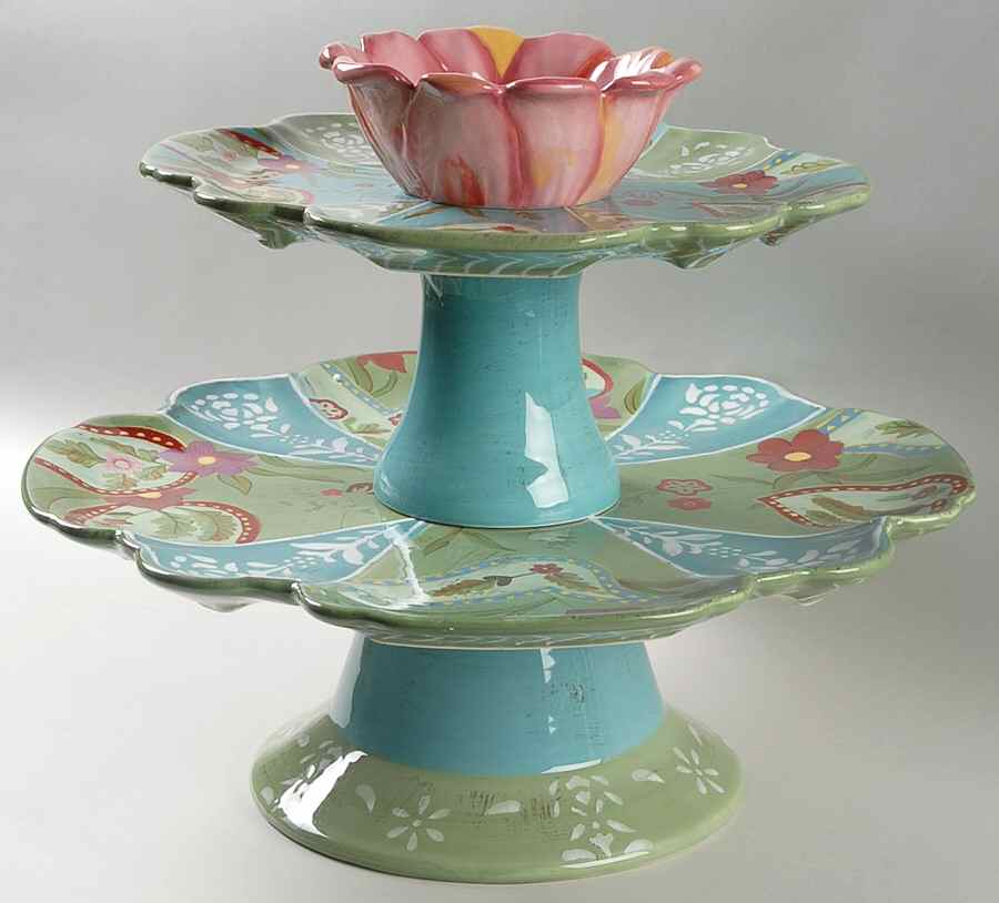Marisol 3 Piece Stacking Server (16"&12"Cake Stand & Bowl) by Tracy Porter-1