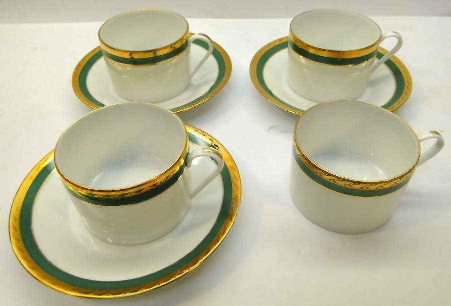 Green Band Flat Cup & Saucer Set by Tiffany-1