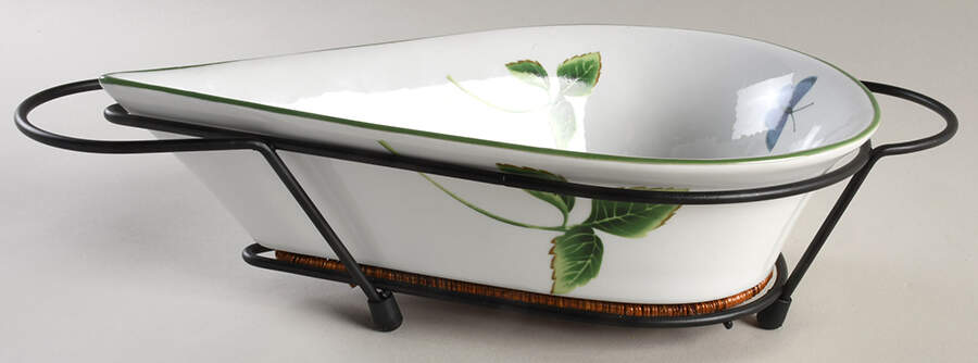 Wild Garden 11" Teardrop Bowl with Metal Stand by Temp-Tations-1