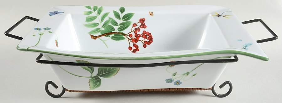 Wild Garden 14" Rectangular Baker W/Metal Stand by Temp-Tations-1