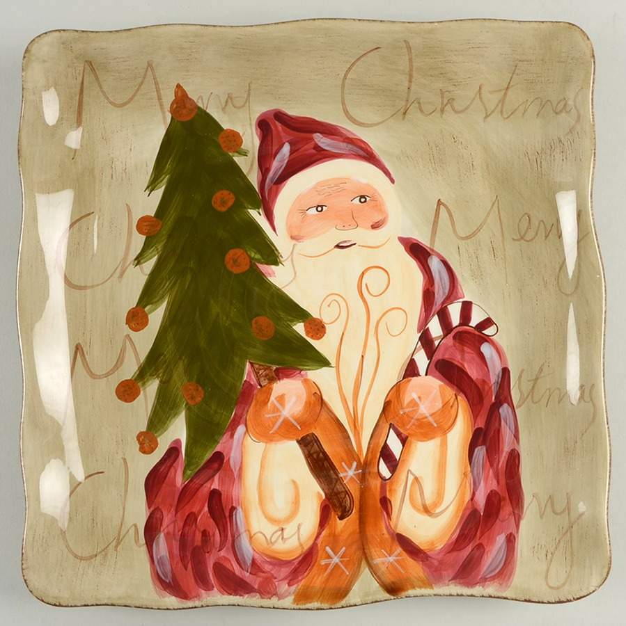 Old World Santa Square Dinner Plate by Tabletops Unlimited-1