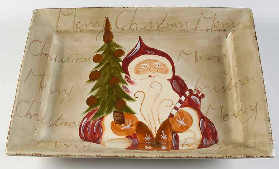 Old World Santa 19" Rectangular Serving Platter by Tabletops Unlimited-1