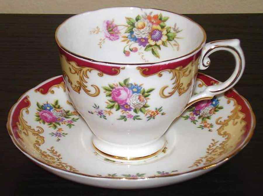 Lorraine Red Footed Cup & Saucer Set by Tuscan - Royal Tuscan-1