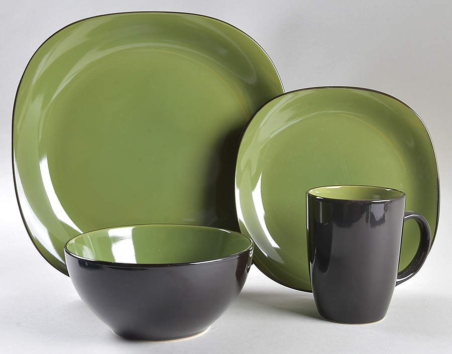 Bali Green (Brown Back) 4 Piece Place Setting by Thomson-1