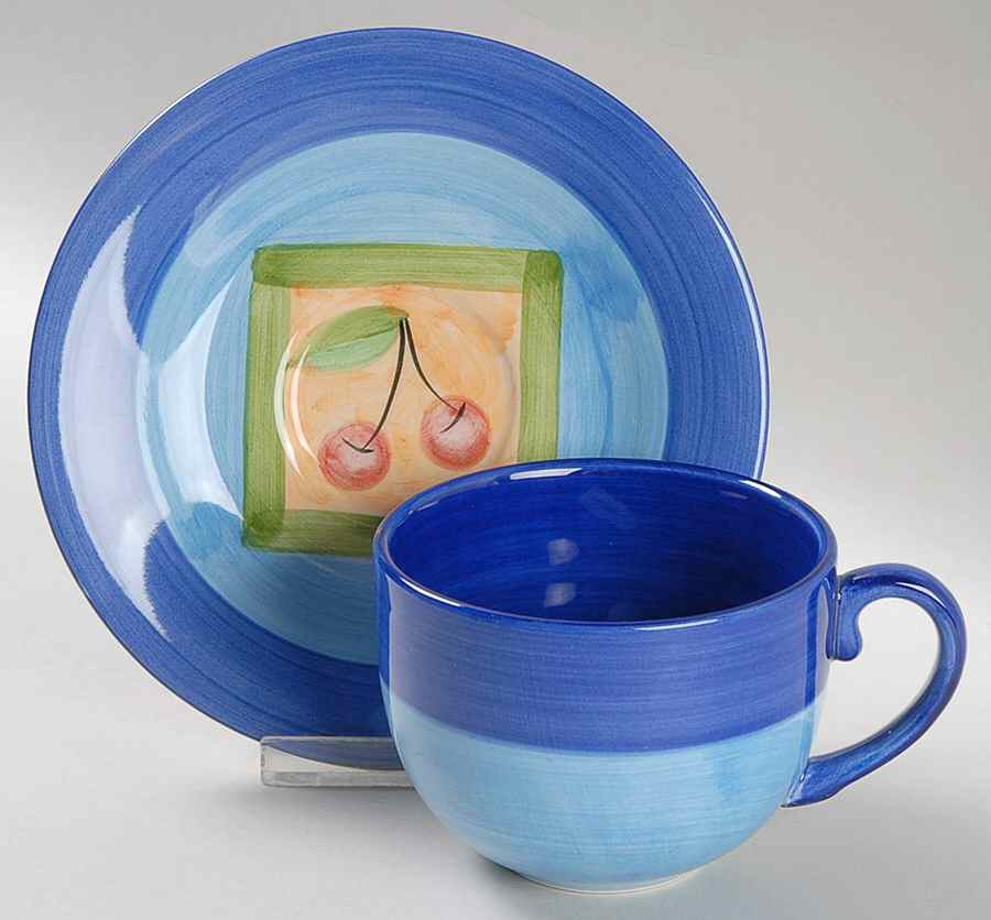 Fruit Patch Flat Cup & Saucer Set by Tabletops Unlimited-1