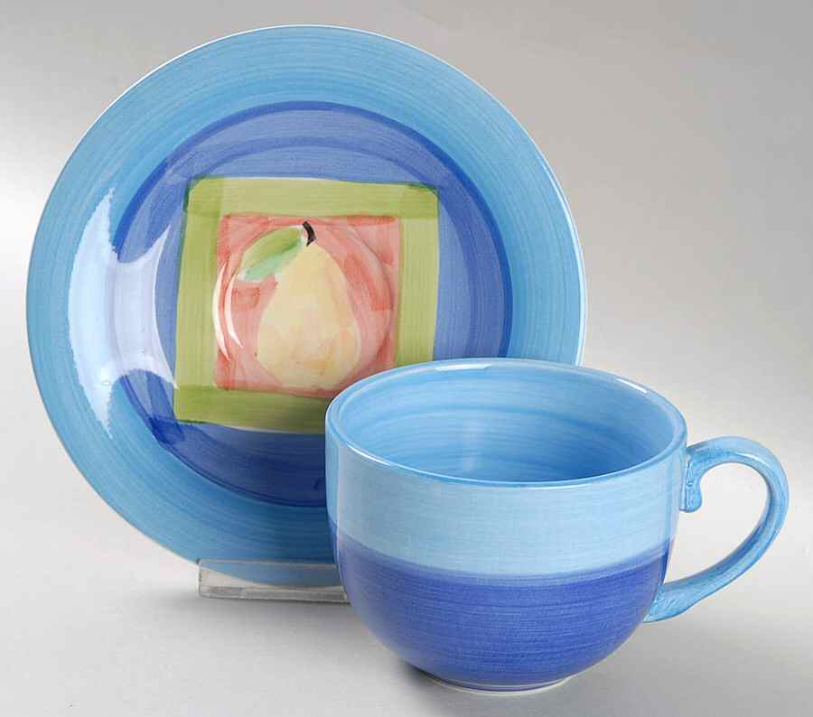 Fruit Patch Flat Cup & Saucer Set by Tabletops Unlimited-1