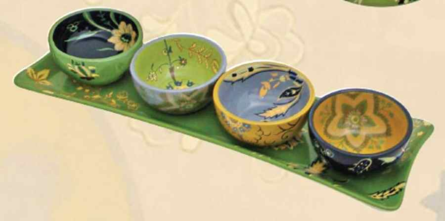 Song Bird (5 Piece) Condiment Bowl Set (4 Bowls & Tray) by Tracy Porter-1