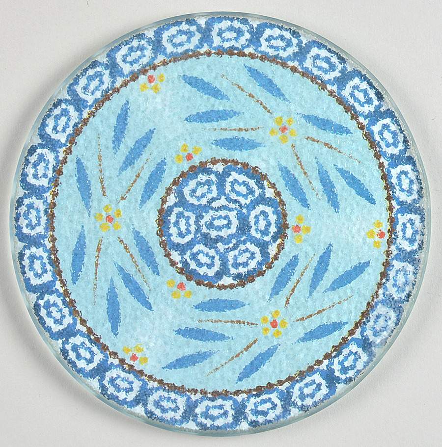 Old World Blue Round Glassware Trivet by Temp-Tations-1