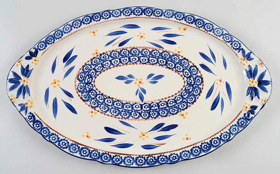Old World Blue 18" Oval Handled Platter by Temp-Tations-1