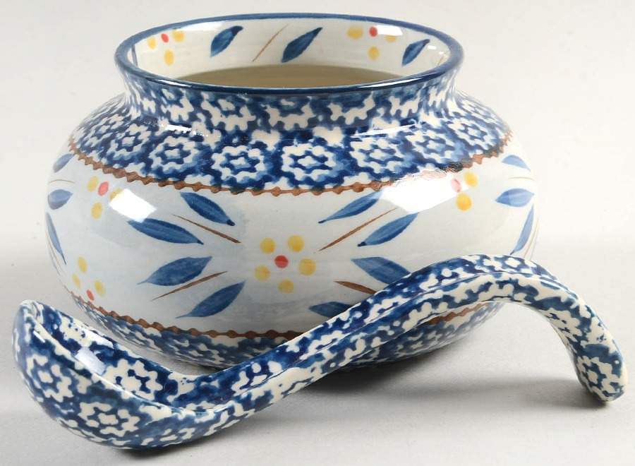 Old World Blue Individual Soup Server & Spoon Set by Temp-Tations-1