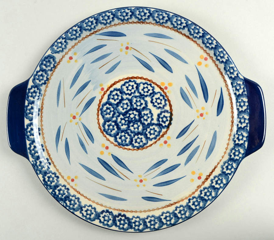 Old World Blue 11" Round Lid-It (Trivet,Tray,Baker Lid) by Temp-Tations-1