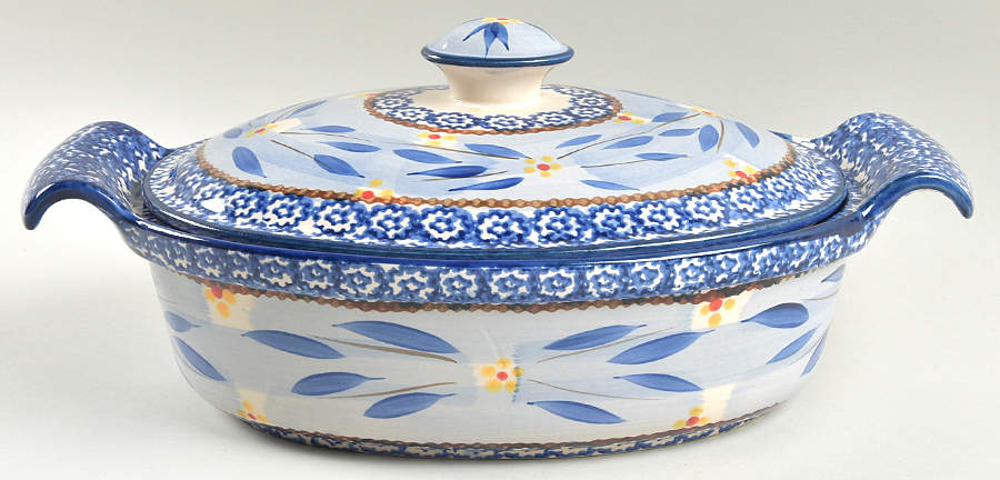 Old World Blue 1.5 Quart Oval Covered Casserole by Temp-Tations-1