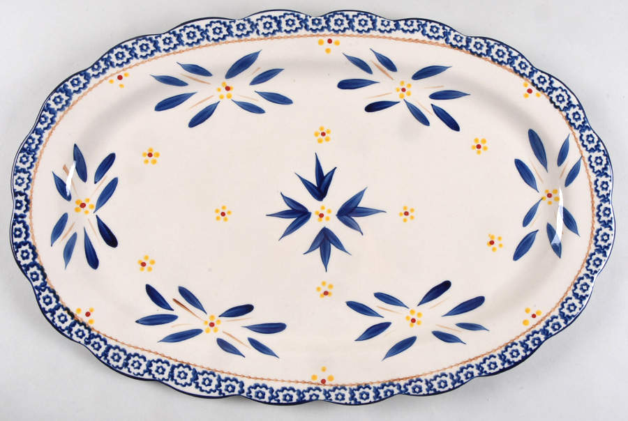 Old World Blue 18" Oval Serving Platter by Temp-Tations-1