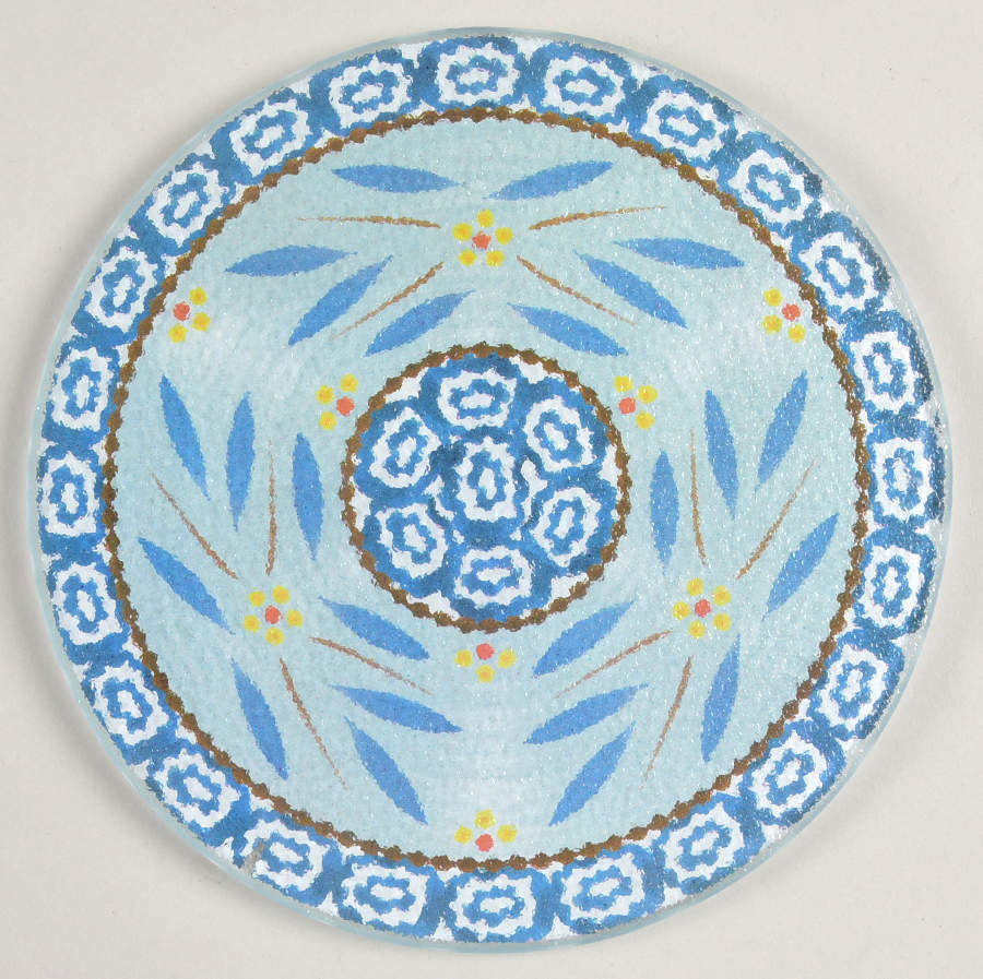 Old World Blue Round Glassware Trivet by Temp-Tations-1