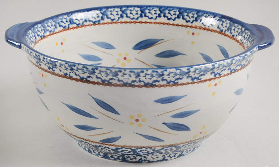 Old World Blue 9" Handle Round Serving Bowl by Temp-Tations-1