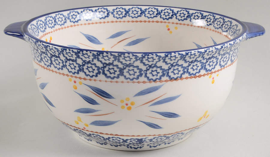 Old World Blue 12" Handled Round Serving Bowl by Temp-Tations-1