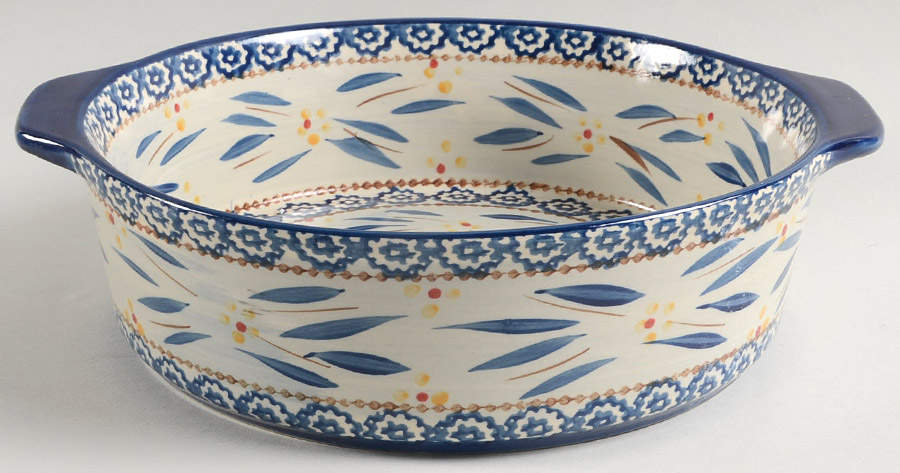 Old World Blue 11" Round Handled Baker by Temp-Tations-1