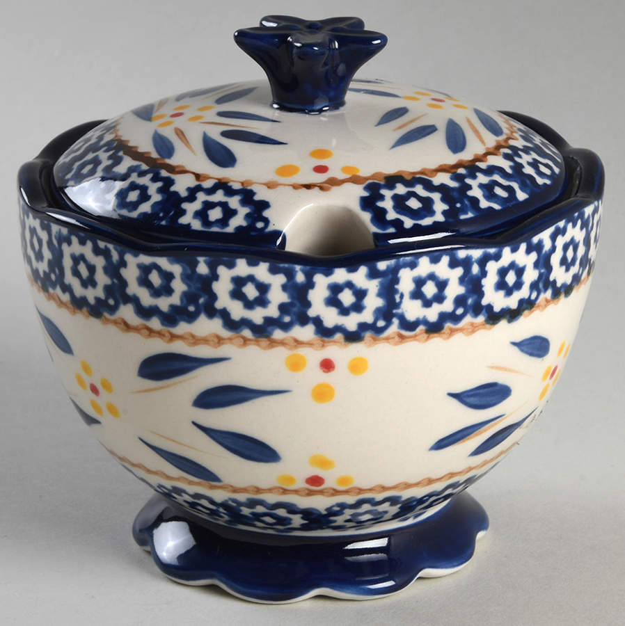 Old World Blue Sugar Bowl & Lid by Temp-Tations-1