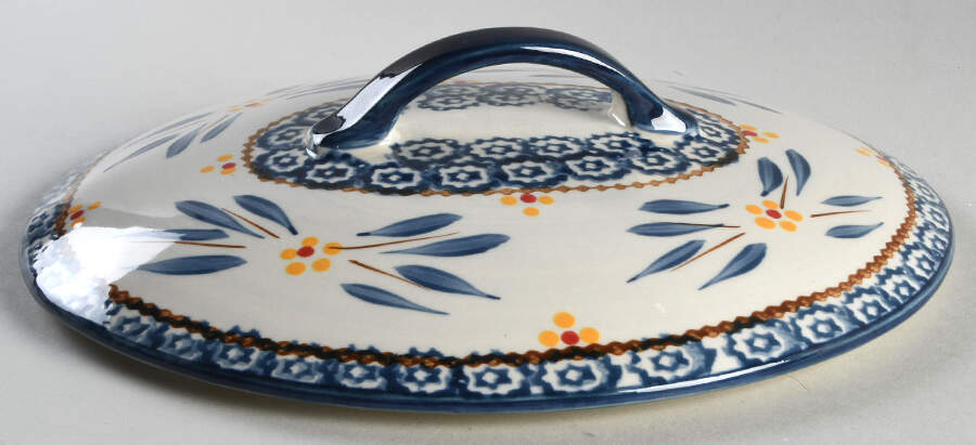 Old World Blue Lid for 2.5 Quart Oval Covered Casserole by Temp-Tations-1