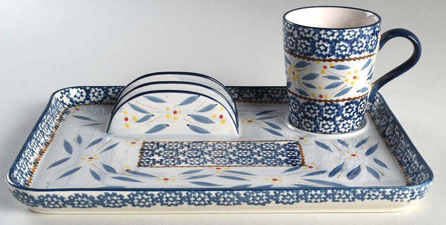 Old World Blue Breakfast Tray & Cup/Mug Set by Temp-Tations-1