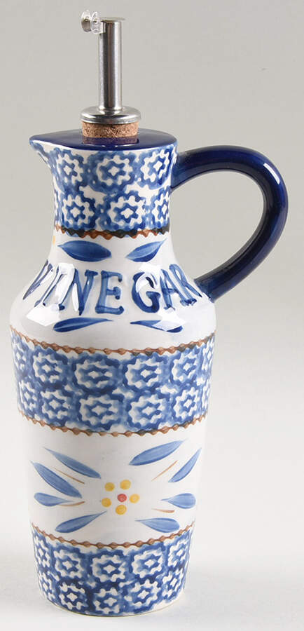 Old World Blue Vinegar Jar & Drizzle Spout by Temp-Tations-1