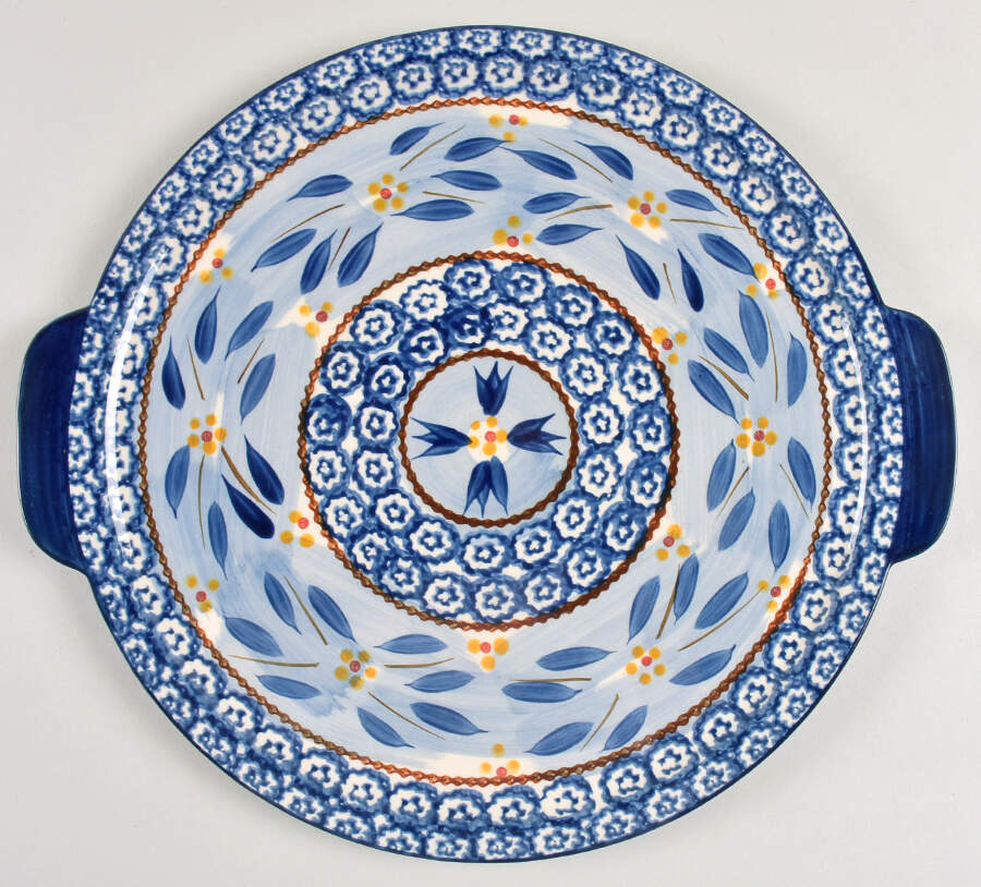 Old World Blue 13" Round Lit-It (Trivet, Tray, Baker) by Temp-Tations-1