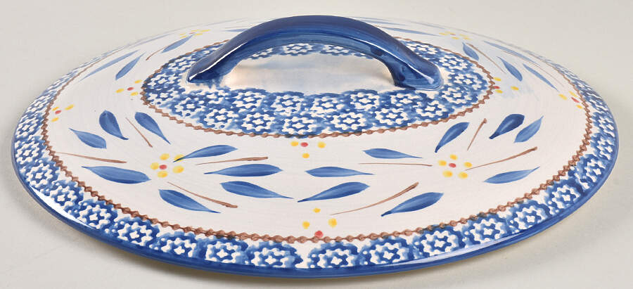 Old World Blue Lid for 2.5 Quart Oval Covered Casserole by Temp-Tations-1