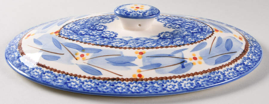 Old World Blue Lid for 2 Quart Oval Covered Casserole by Temp-Tations-1