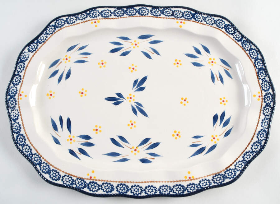 Old World Blue 18" Oval Serving Platter by Temp-Tations-1